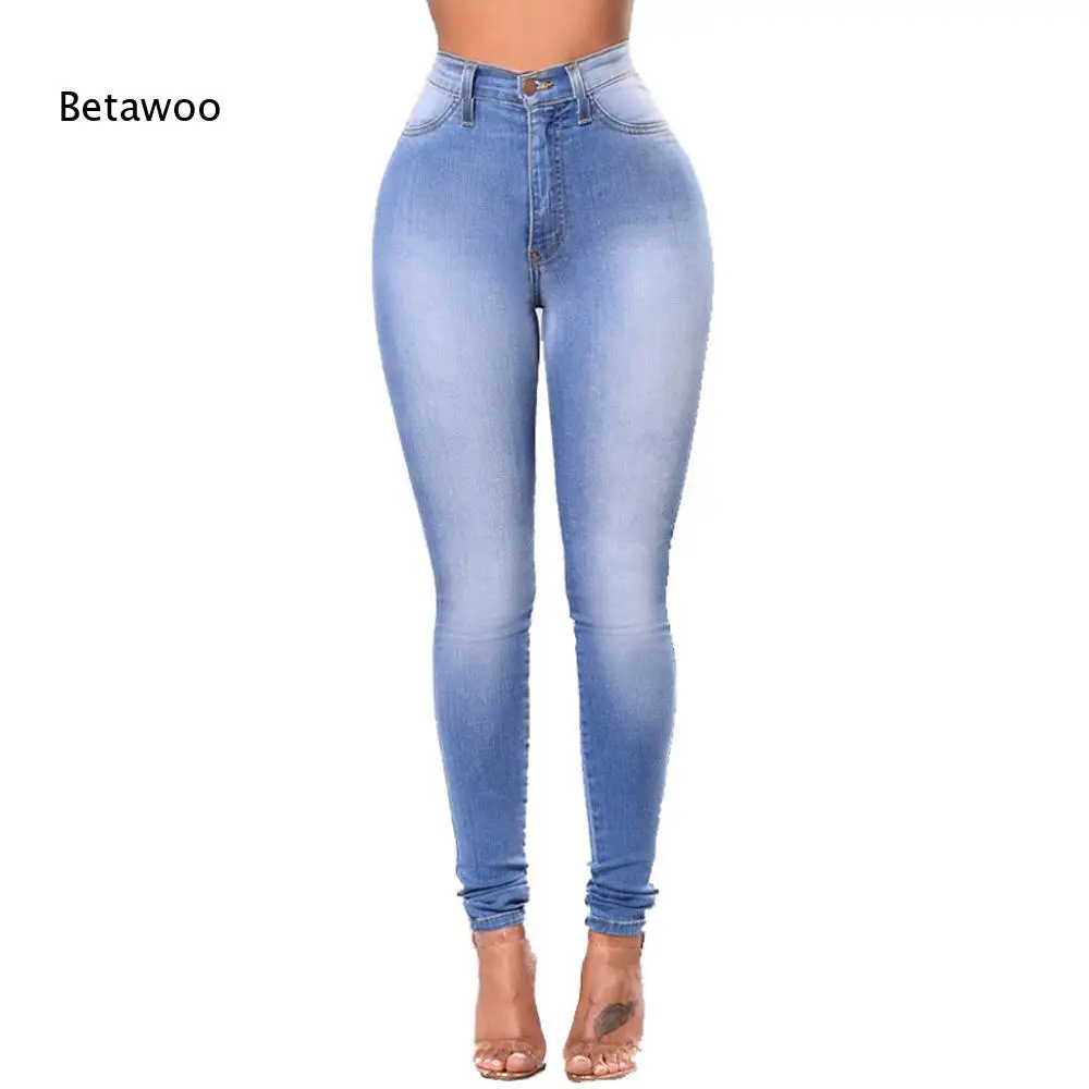 Women High Waist Skinny Jeans Stretch Denim Pants Solid Color Slim Fit Trousers Casual Long Leggings for Daily Wear