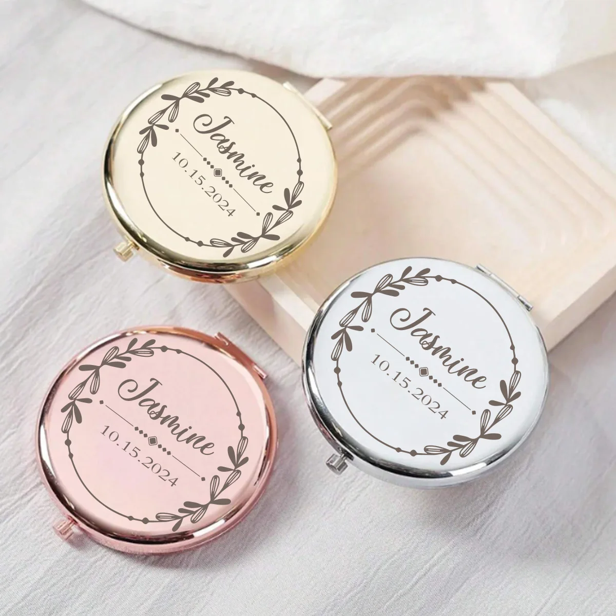 1pc home decor Customized Name Mirror With Name Makeup Mirror Folding Mirror Round Circle Mirror Valentine Gift