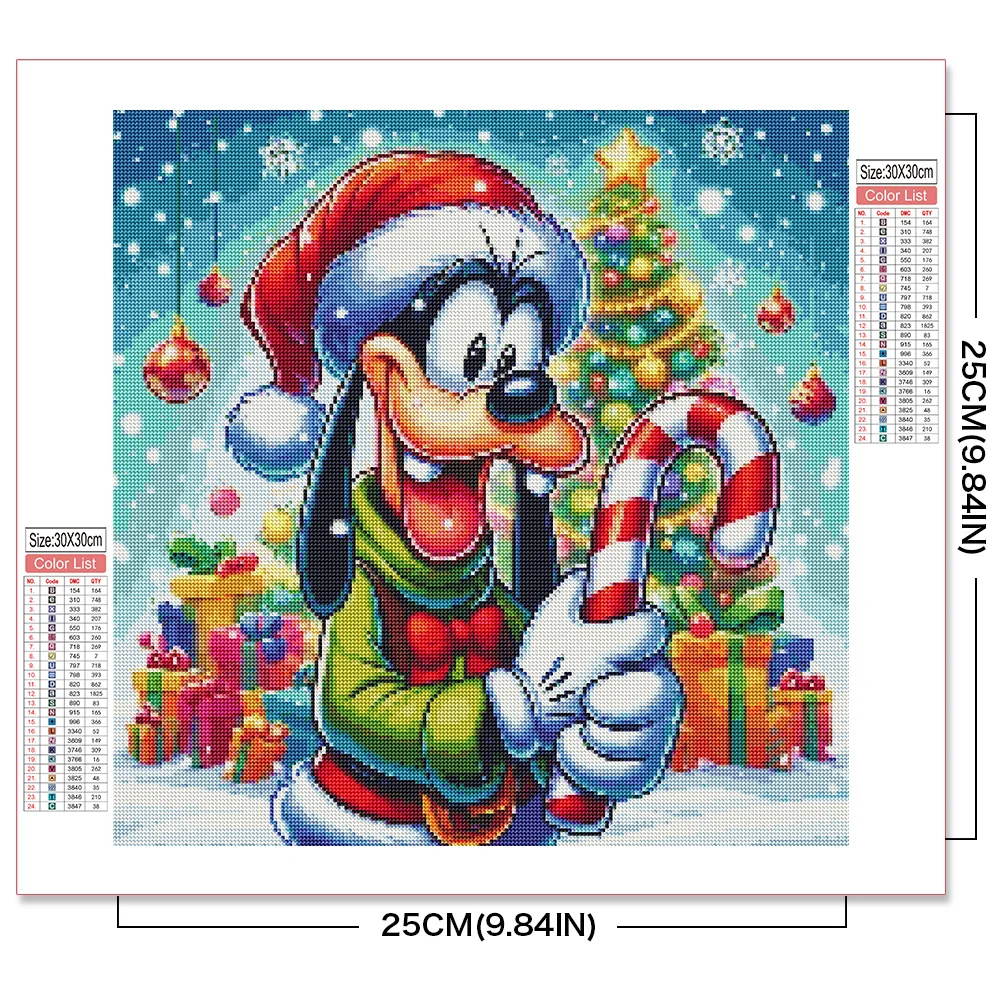 Disney 5D Diamond Mosaic Cartoon Goofy DIY Painting Full Round Drill Winter Snow Tree New Embroidery Kits Christmas Decor Gift