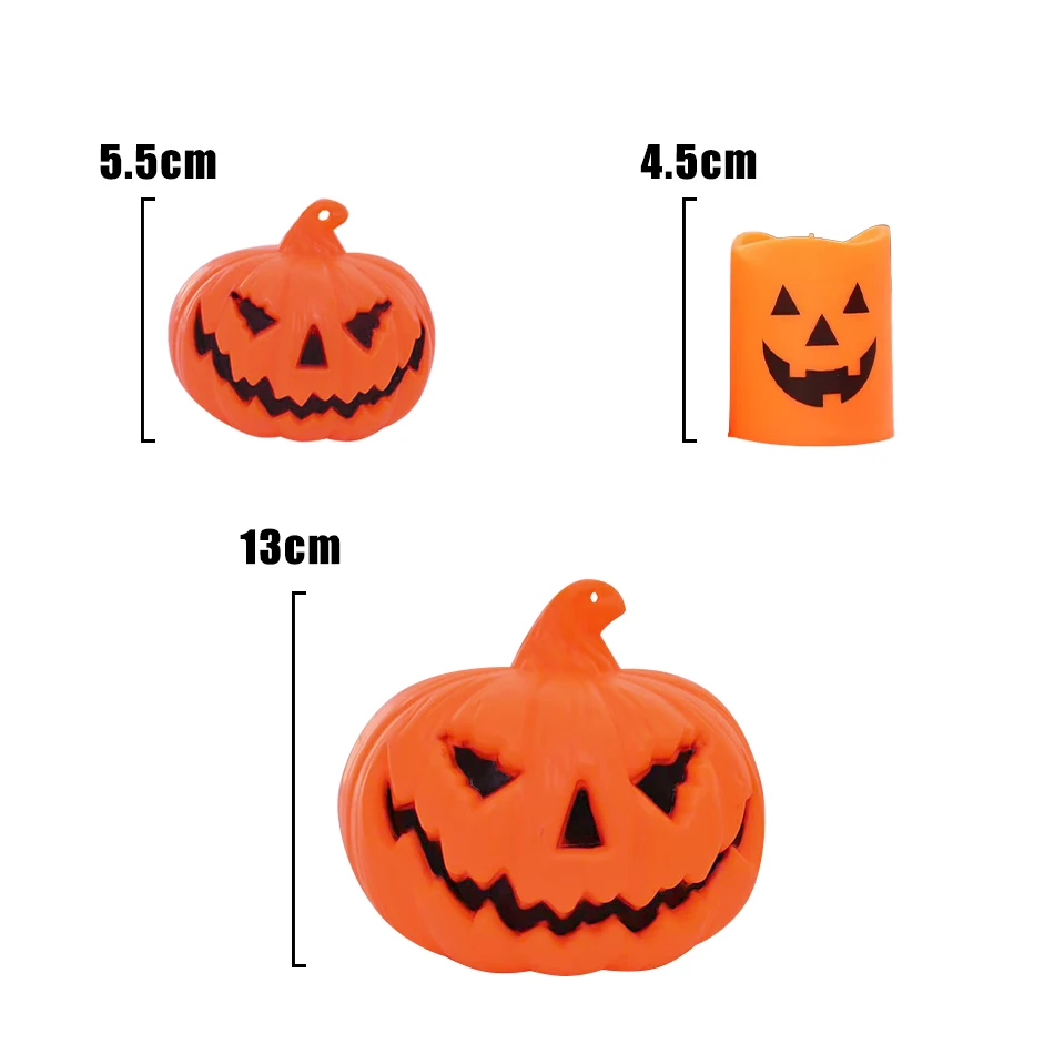 Luzes de abóbora LED para Halloween, Jack-O'-Lantern, pequenas luzes de chá cintilantes laranja, para Halloween, decorações de festival de outono