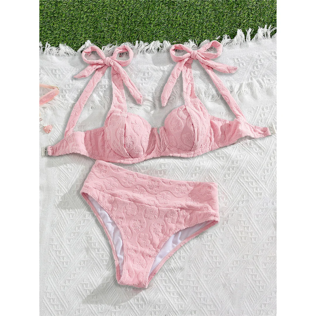 S - XL, V-förmiger, mit Bügel verstärkter Damen-Badeanzug, hoch geschnittener Bikini, zweiteiliges Bikini-Set, Badebekleidung, Badeanzug, Modell V8042. – Detail 3