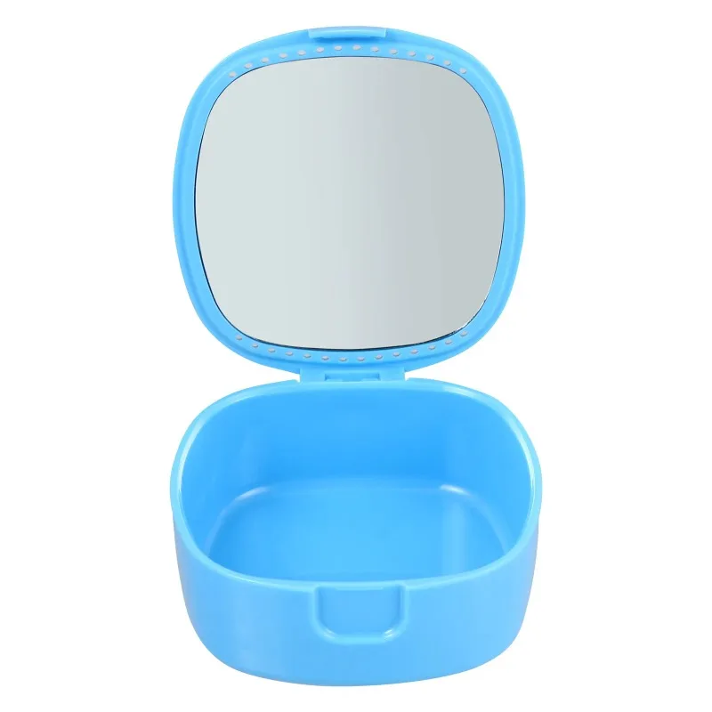 10PCS Denture Case Plastic Storage Container with Built-in Mirror Ventilation Holes for Retainer Mouth Guard Orthodontic