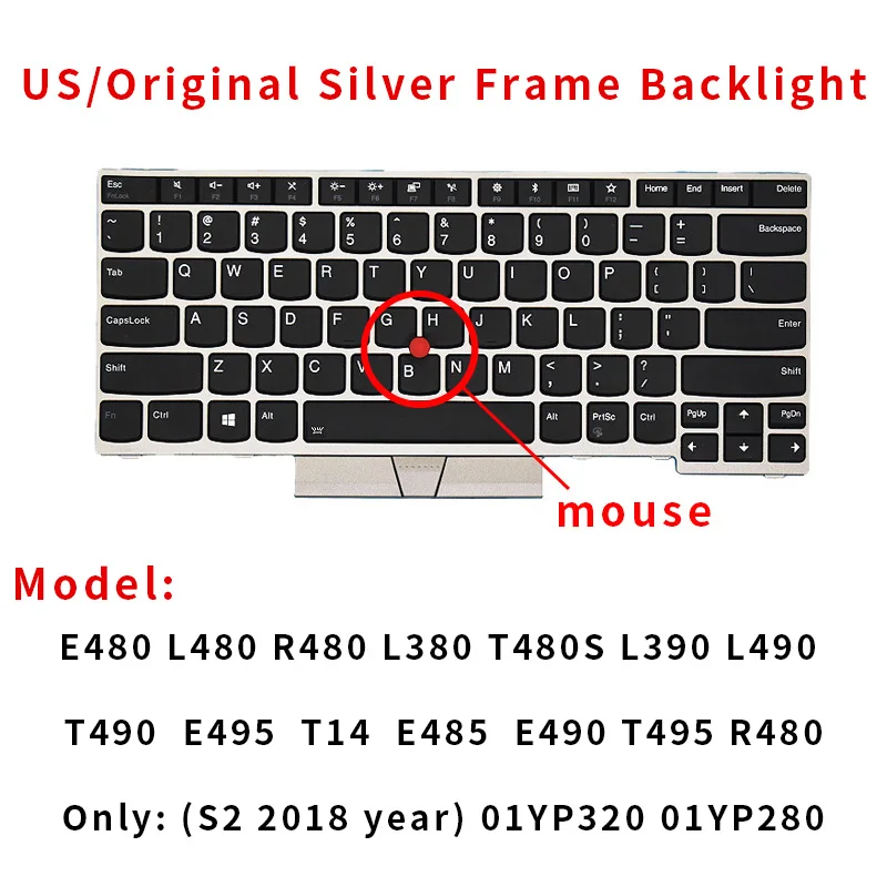 Imagem -06 - Teclado Retroiluminado Russo para Lenovo Thinkpad E480 E490 T480s L480 T490 T495 L380 L390 Ioga L490 P43s E485 E495 Novo