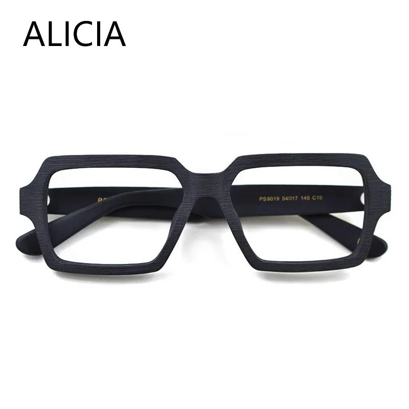 

ALICIA Fashion Retro Square Full Frame Polygon Widened Design Wood texture Optical Prescription Frames Man Woman