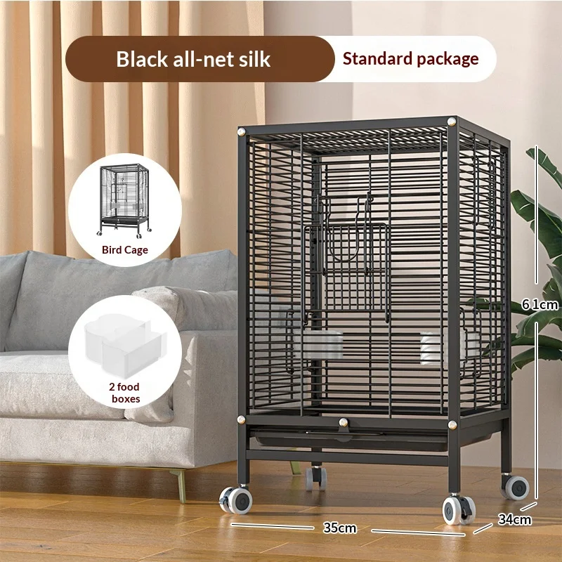 Large Durable Spacious Easy Clean Anti Spill Horizontal Bar High Visibility Bird Cage for Parrot Cockatiel Breeding Villa