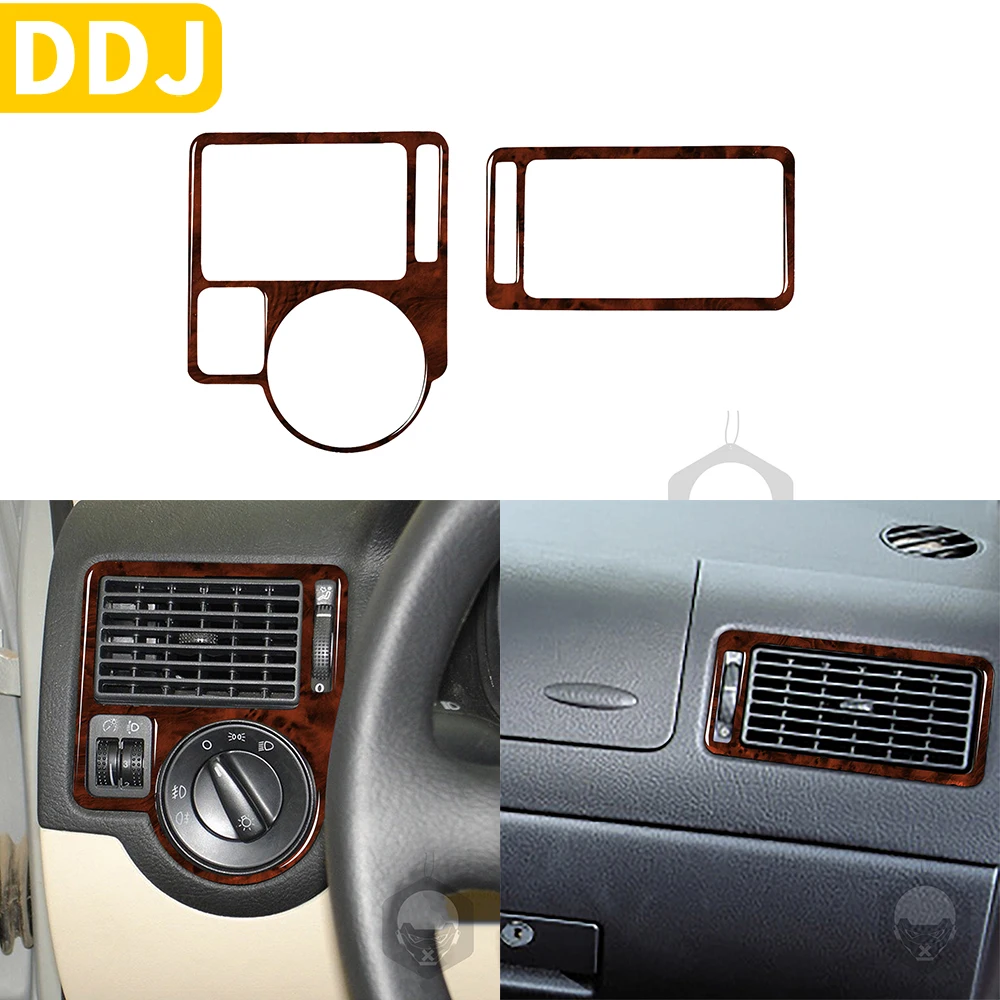 

For VW Golf 4 Mk4 1999-2004 Accessories Wood Grain Plastic Car Interior Dashboard Side Air Outlet Trim Sticker