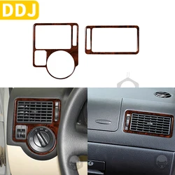 For VW Golf 4 Mk4 1999-2004 Accessories Wood Grain Plastic Car Interior Dashboard Side Air Outlet Trim Sticker