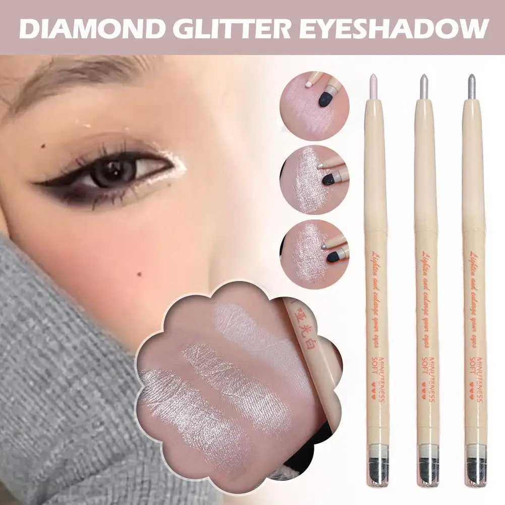 Diamant Glitter Lidschatten matt Perl glanz weiß glatt Silber Eyeliner Lidschatten Lidschatten Stift Perlmutt Seidenraupe wasserdicht d8m7