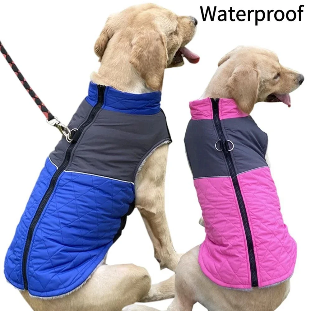 Warm Pet Vest Coat With Harness Soft Dog Jacket High-neck Windproof Dogs Coat With Reflective Strip Thick Padded Dog Coats