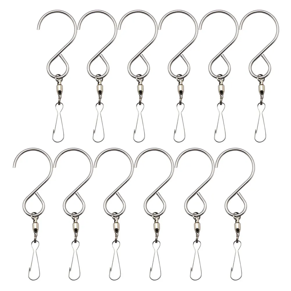 

12pcs Stainless Steel Hooks Durable Swivel for Hanging Wind Chimes Flower Pots Garden Decor Outdoor Display Hooks