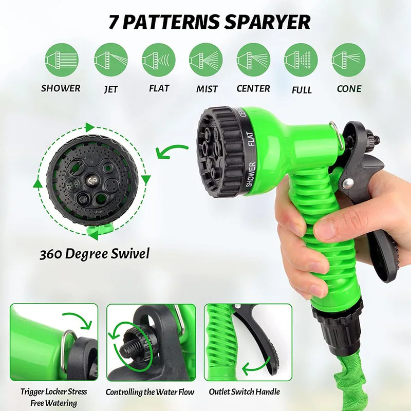 garden high pressure water gun sprayer, 7 functions Garden irrigation supplies, garden hose set, portable telescopic hose