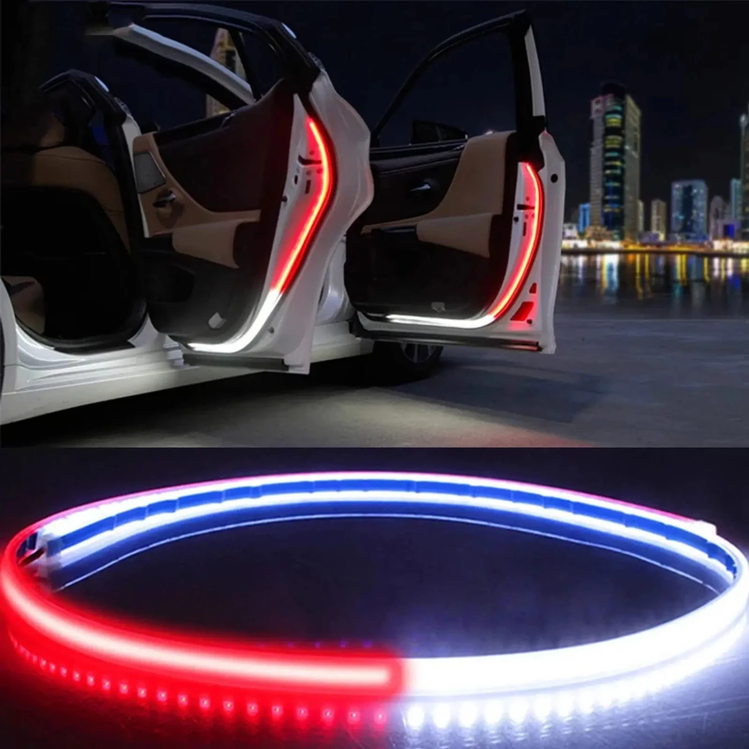 

- High Quality Dual Flexible White Red Sequential Strobe Lights - Set of 2 for 48-inch Car Door Warning Strip Light, Ultimate Sa