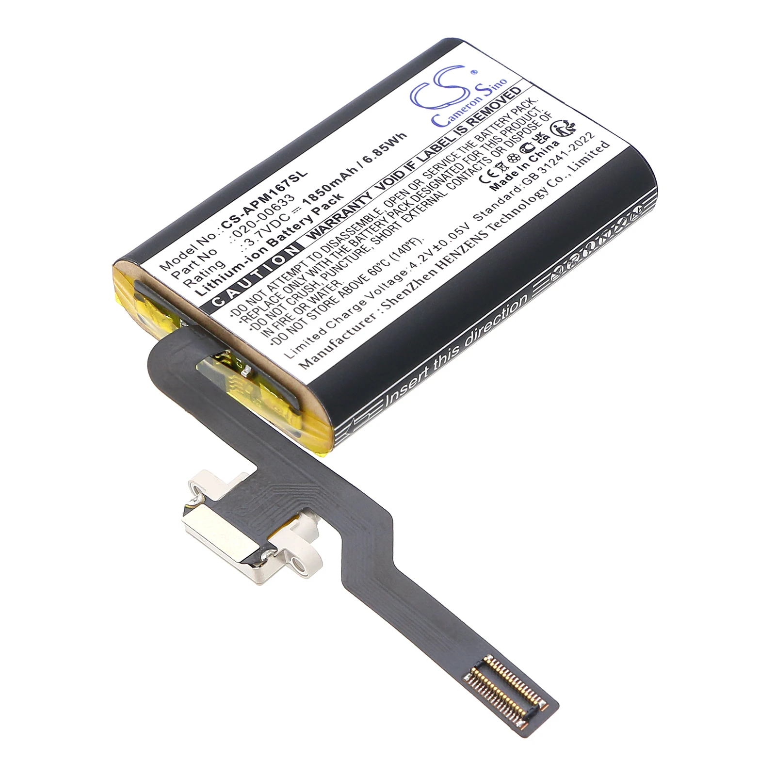 Cameron Sino 3.7V 1850mAh Mouse Battery 020-00633 020-00634 for Apple A1657 A1672 Magic Mouse 2