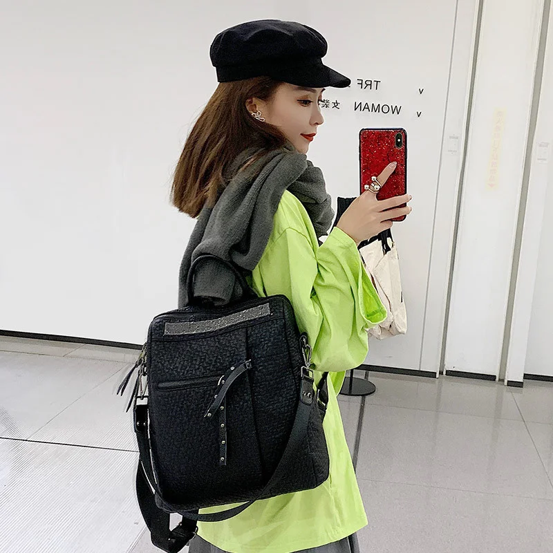 2024 New Fashion Korean Style Women Backpacks Large Capacity Anti-theft Travel Backpack For Female All-match Leisure Leather Bag