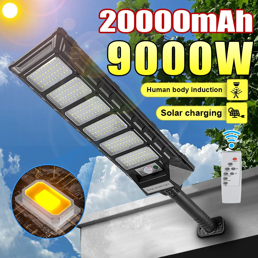 

9900000LM 9000 Вт/3000 Вт/1000 Вт Мощный солнечный светодиодный светильник для улицы с датчиком движения Солнечная лампа Мощный садовый уличный настенный светильник