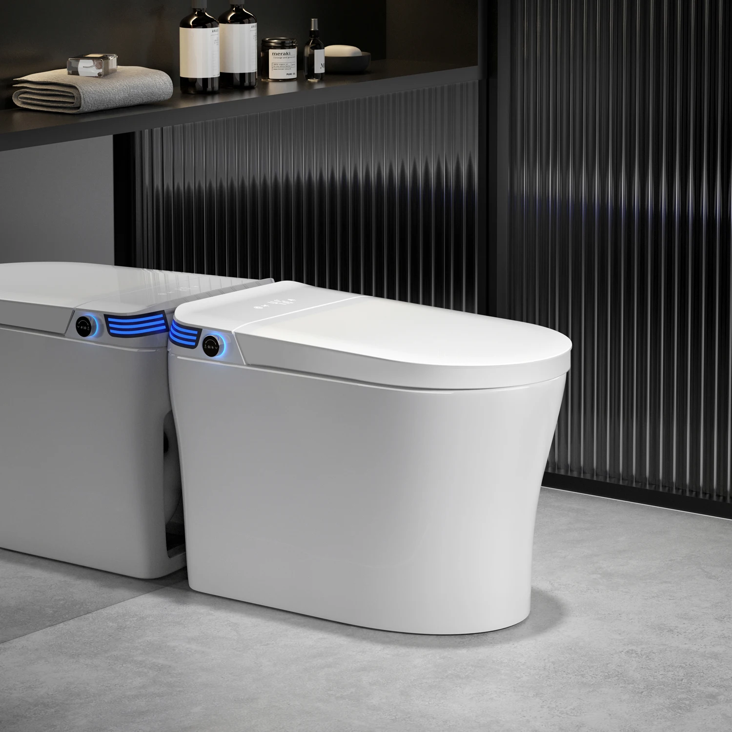 Auto Flush Bathroom Commode S-Trap Ceramic  Piece Intelligent Bidet Toilet Smart Toilet