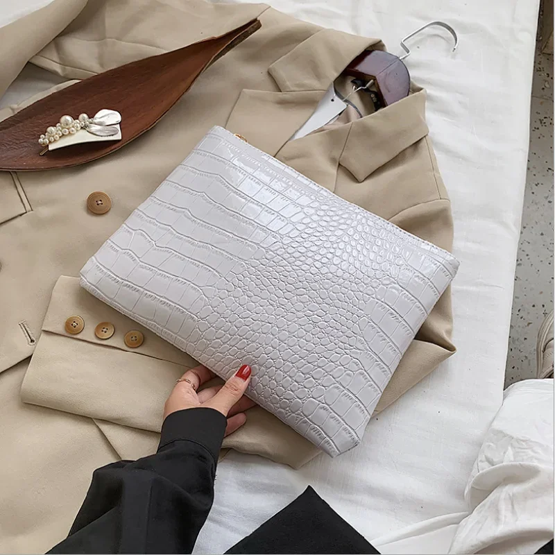 Women Handbag Crocodile Pattern Clutch Bag Pochette Female Casual Solid Color Zipper Envelope Square Bags Сумка Женская Сумки