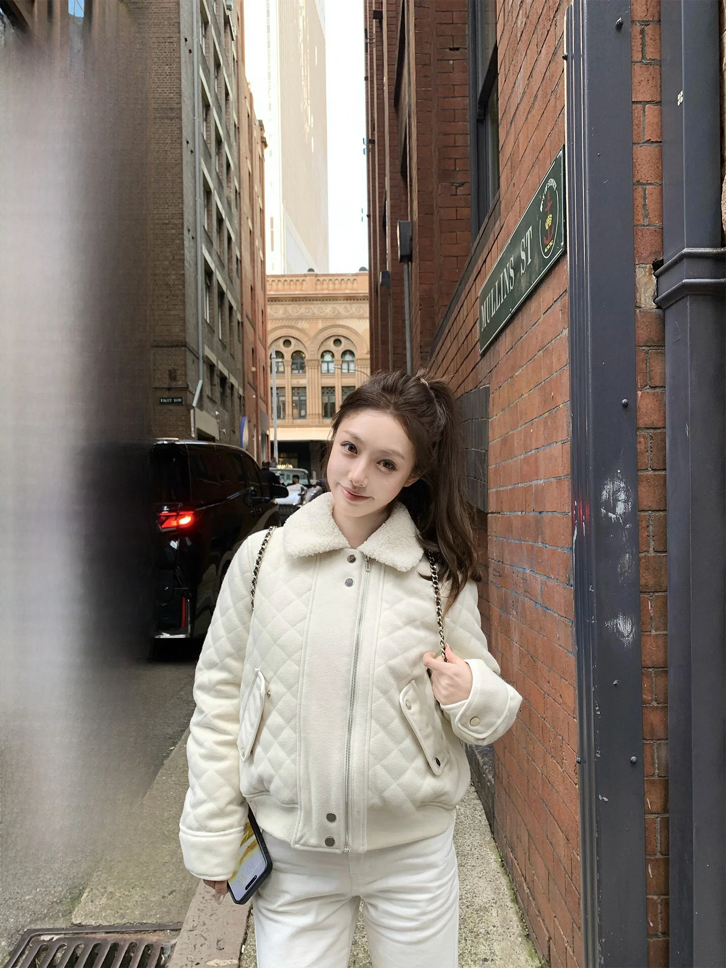 

Зимнее утепленное шерстяное пуховое пальто Bankelili Private Collection с ромбовидной строчкой и отложным воротником для женщин