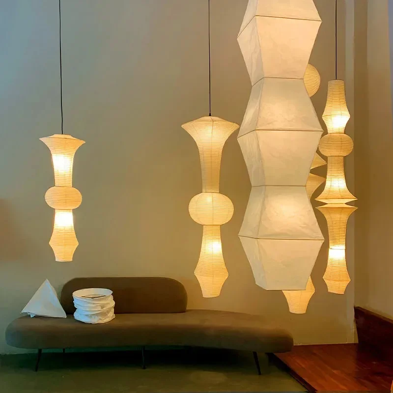 Japanese Designer Pendant Lights Xuan Paper Lampshade Living Room Restaurant Staircase Homestay