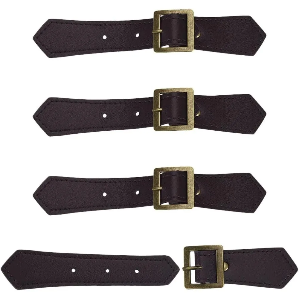 

4 Sets Leather Sew-On Toggles Closures Coconut Brown PU Leather Snap Toggle Sew On Duffle Jacket Buckle Metal Leather Clasp