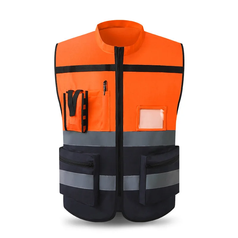 High Visibility Security Reflective Vest Pockets Design Reflective Vest Outdoor Traffic Safety Cycling Wear LOGO Printing