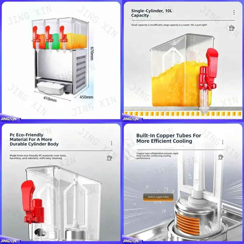 Custom for Commercial Cold Juice Dispenser 3 Tank Stirring Drink Machine 7-12C Cooling Fruit Beverage Maker For Buffet