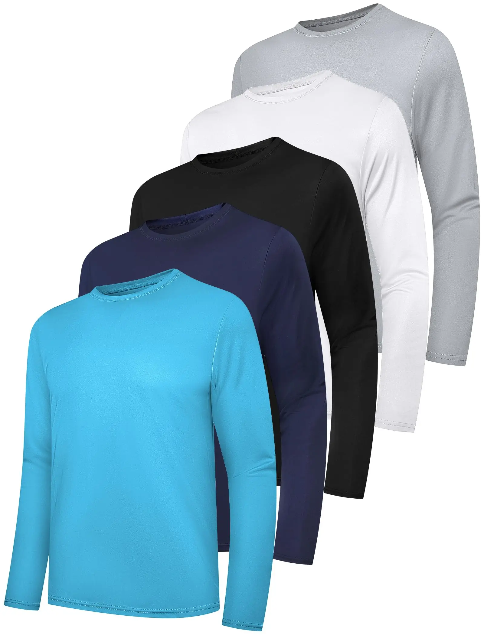 5 Pack Long Sleeve Shirts for Men Moisture Wicking  Sun Protection Tee Shirts Workout T Shirts Casual