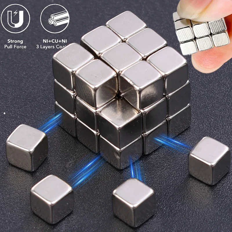 100/10pcs Super Strong Cube Magnets High Quality Neodymium Magnet Powerful Permanent Magnetic Block Home Fridge Office Organize