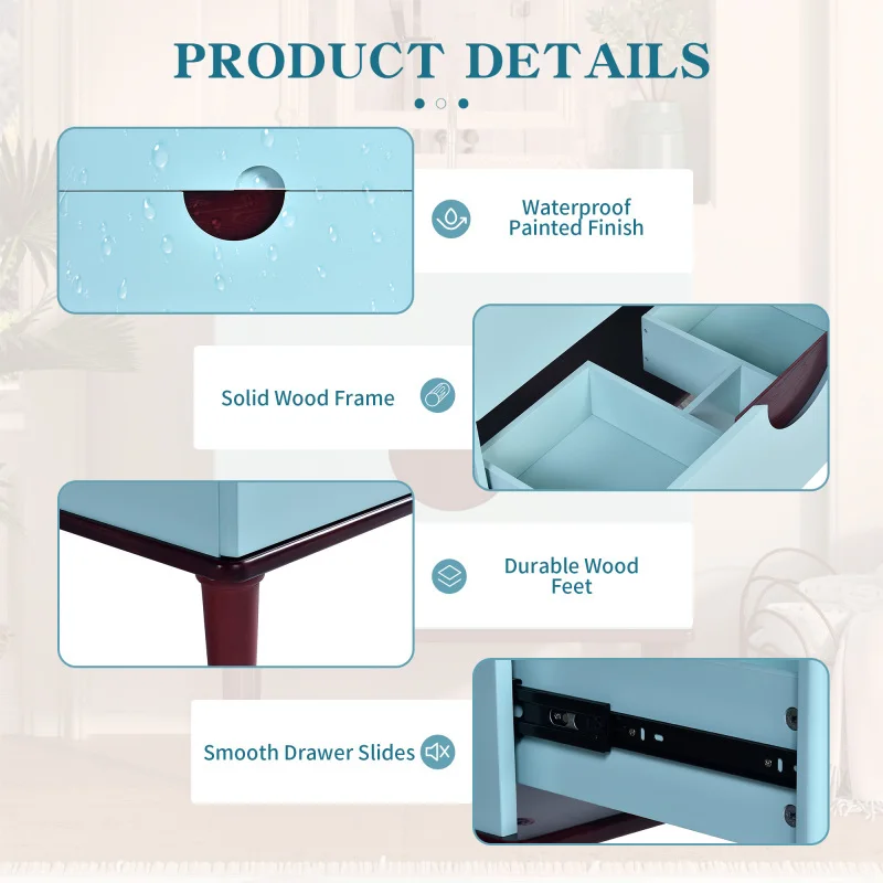 Vanity Ceramic Sink Combo Set Solid Wood Frame Modern Bathroom Storage Cabinet Glossy Ceramic Basin Easy To Assemble