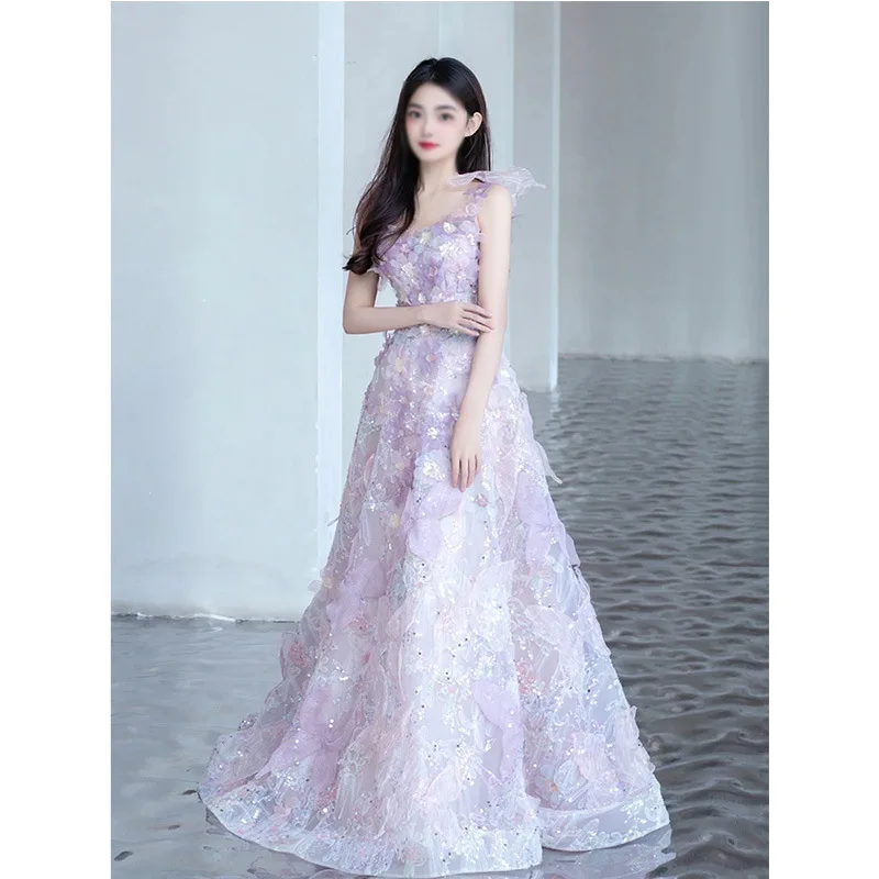 Evening Dress 2024 New High-Grade Student Adult Ceremony Fairy Morning Gowns Toast Bride Niche Engagement