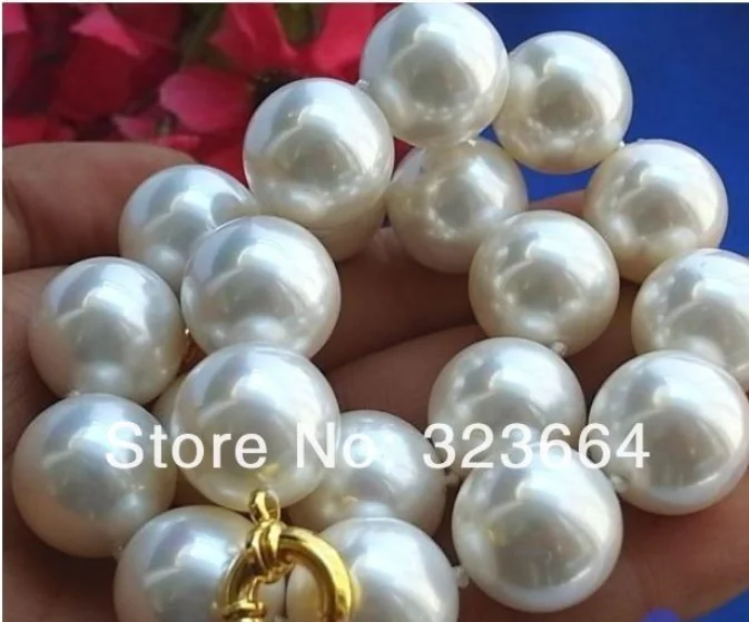 

Hot Sell! Rare Huge 20mm south sea White Shell Pearl Necklace 18"36“