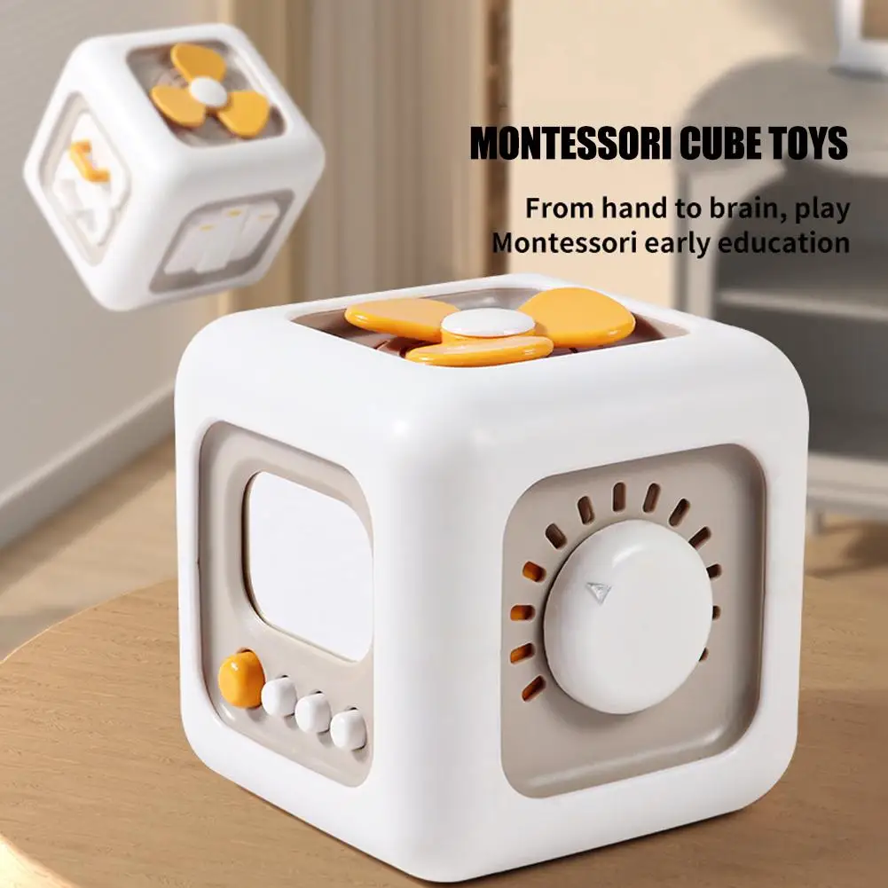 6 In 1 Cube Toys Sensory Busy Board Baby Practice Skills Push Switch Drawer Cube Fidget Educational Toys For Girl Boy