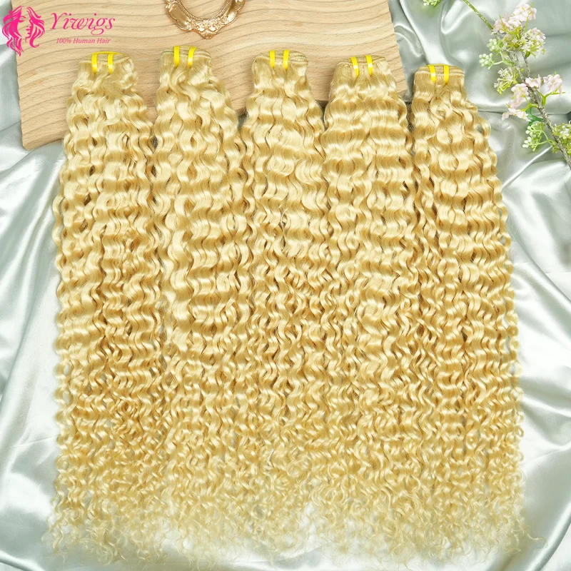 

Yiwigs 14A Grade Deep Curly Blonde 613 Human Hair Bundles 24 Inch Hair Extensions 100% Original Human Hair for Women 100G/Pack