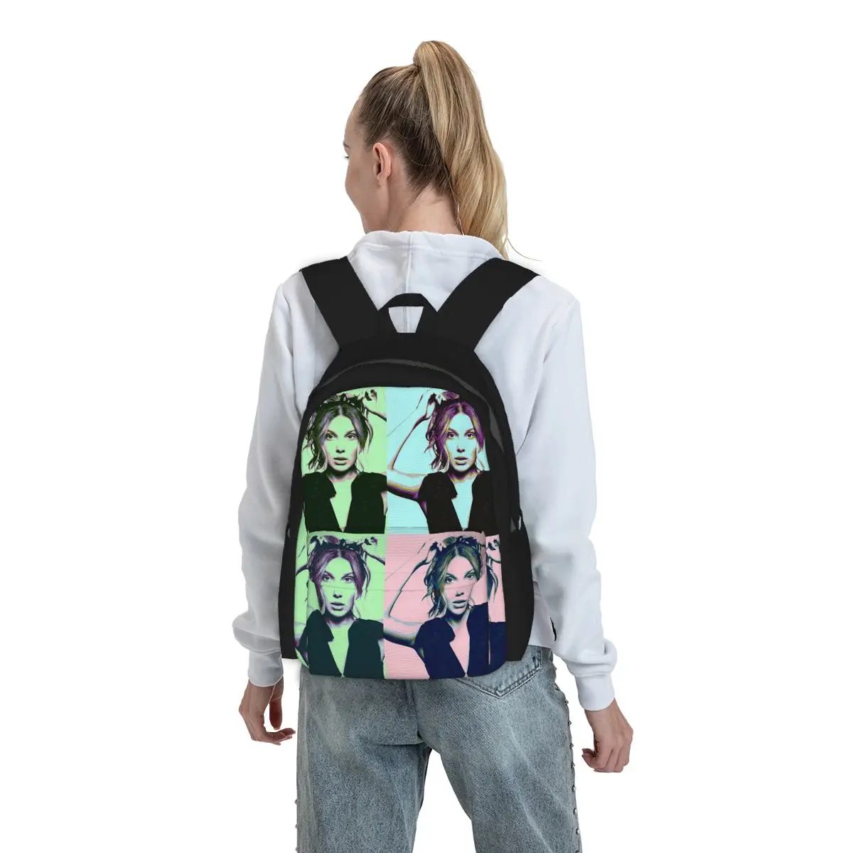 Millie Bobby Brown Pop Art Backpack Boys Girls BookBag Kids School Bag Laptop Shoulder Bags for Men Women
