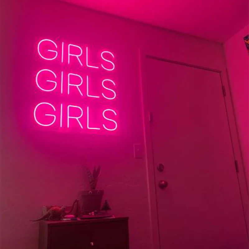 

GIRLS GIRLS GIRLS Bedroom Custom or Party Decor Pink Bar Neon Neon Sign