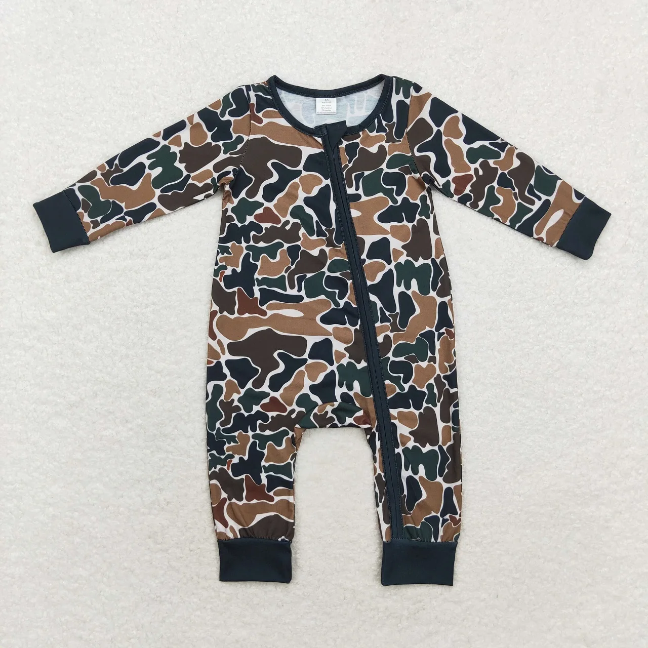 

Wholesale Newborn Coverall Bodysuit Jumpsuit Baby Boy Zipper Children Long Sleeves Camo Romper Kids Toddler Dark Brown One-piece