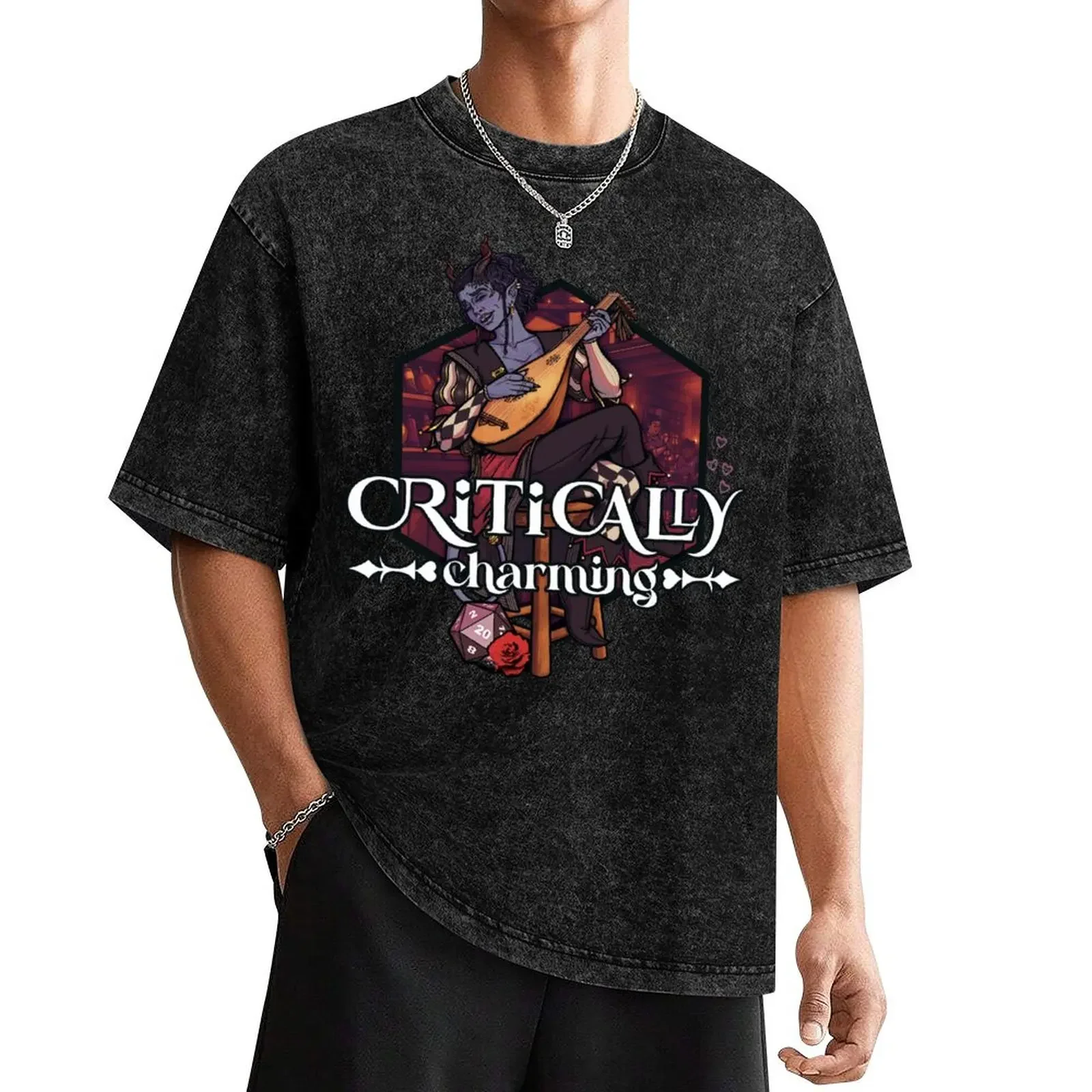 

Critically Charming DND Tiefling Bard T-Shirt graphic tee shirt sports fans summer clothes t shirts for men pack