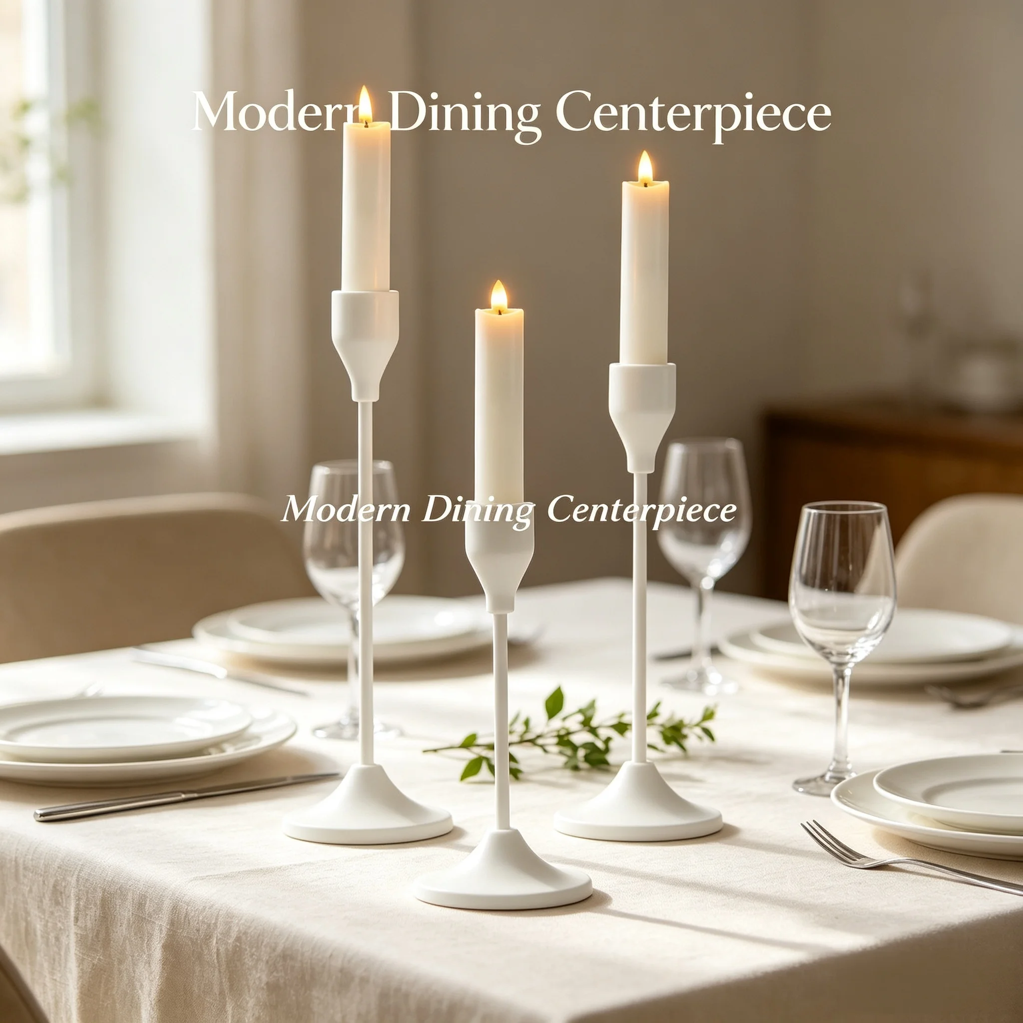 Home Bar Tabletop White‑Toned Candlestick Kit Multi‑Height Design Elegant Party Wedding Dining Table Decorative Accessory