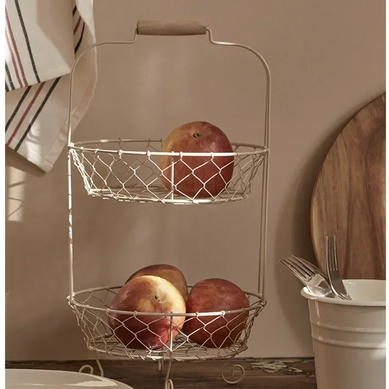 Multi-layer Iron Storage Rack Japanese Fruit Baskets Hollow Out Drain Organizer Shelf