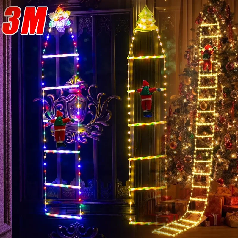 Ladder Climbing Lights Christmas Led Ladder Lights Christmas Day Outdoor Patio Garden Decoration Santa Ladder Climbing Lights