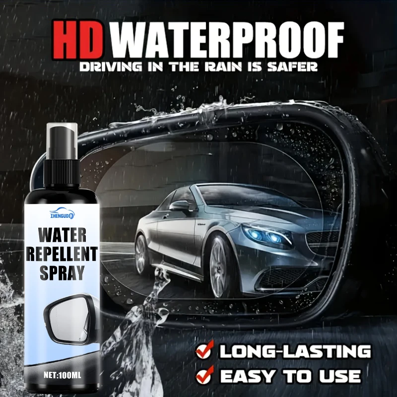 Car Glass Waterproof Spray, Rain-Resistant Coating, Car Liquid Windshield Sunshade Film, Glossy Polish, Enhances Waterproof Performance, Improves Visibility, Car Glass Waterproof Agent