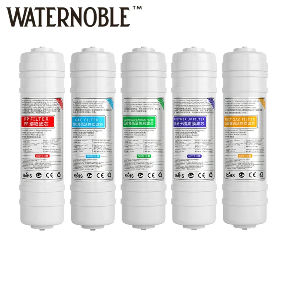 Waternoble 10 Inch Quick Connect Filter Cartridge Set 3/8 Inch Port High Efficiency Water Purifier Filter for Home & Office Use