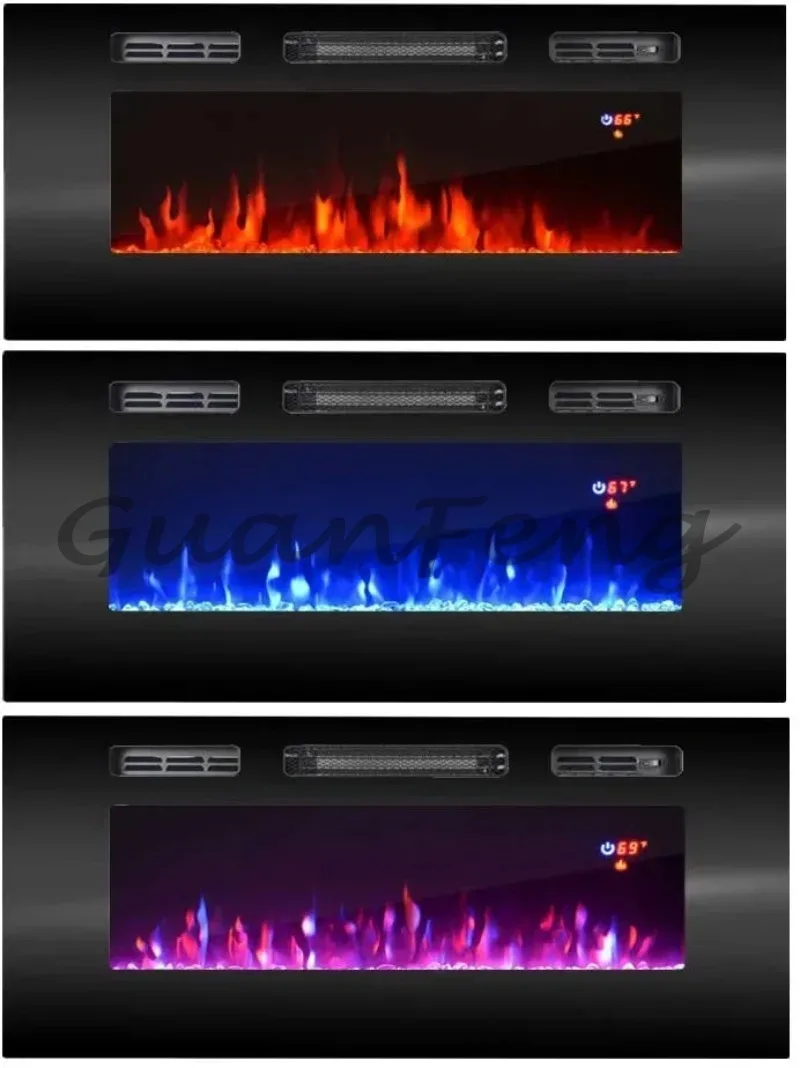 Modern Fireplace TV Cabinet & Coffee Table Set, Contemporary Living Room Television Stand Furniture Kit