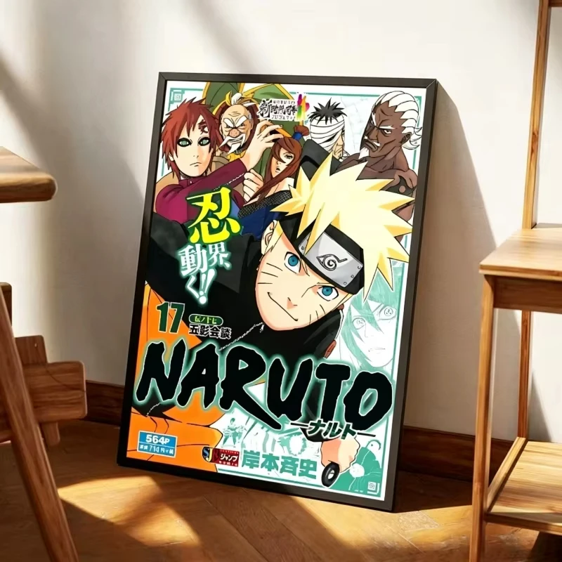 N-Naruto Anime Hot Blood Ninja Magazin-Cover Poster Leinwandgemälde für Zuhause Wohnzimmer Schlafzimmer Bar Café Wandkunst Dekoration – Detail 4