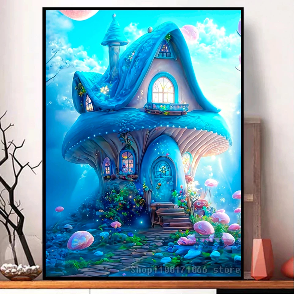 Mushroom House New Arrivals DIY 5D Diamond Painting Fantasy Hut Scenery Diamond Embroidery Cross Stitch Full Mosaic Y54