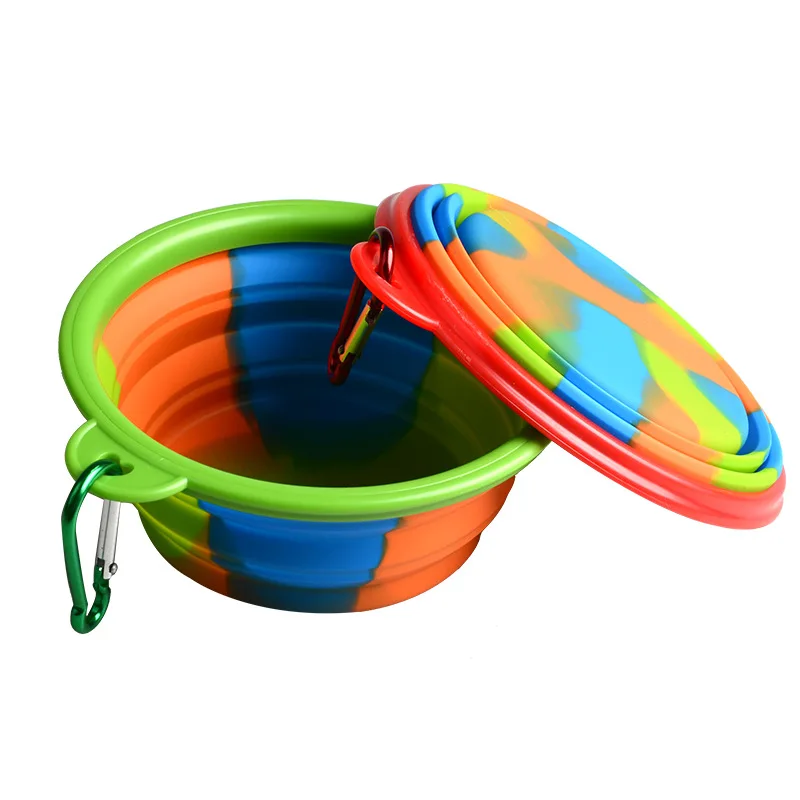 1pcs Folding Dog Bowl Outfit Portable Travel Bowl Dog Feeder Water Food Container Silicone Small Mudium Dog Pet Accessories