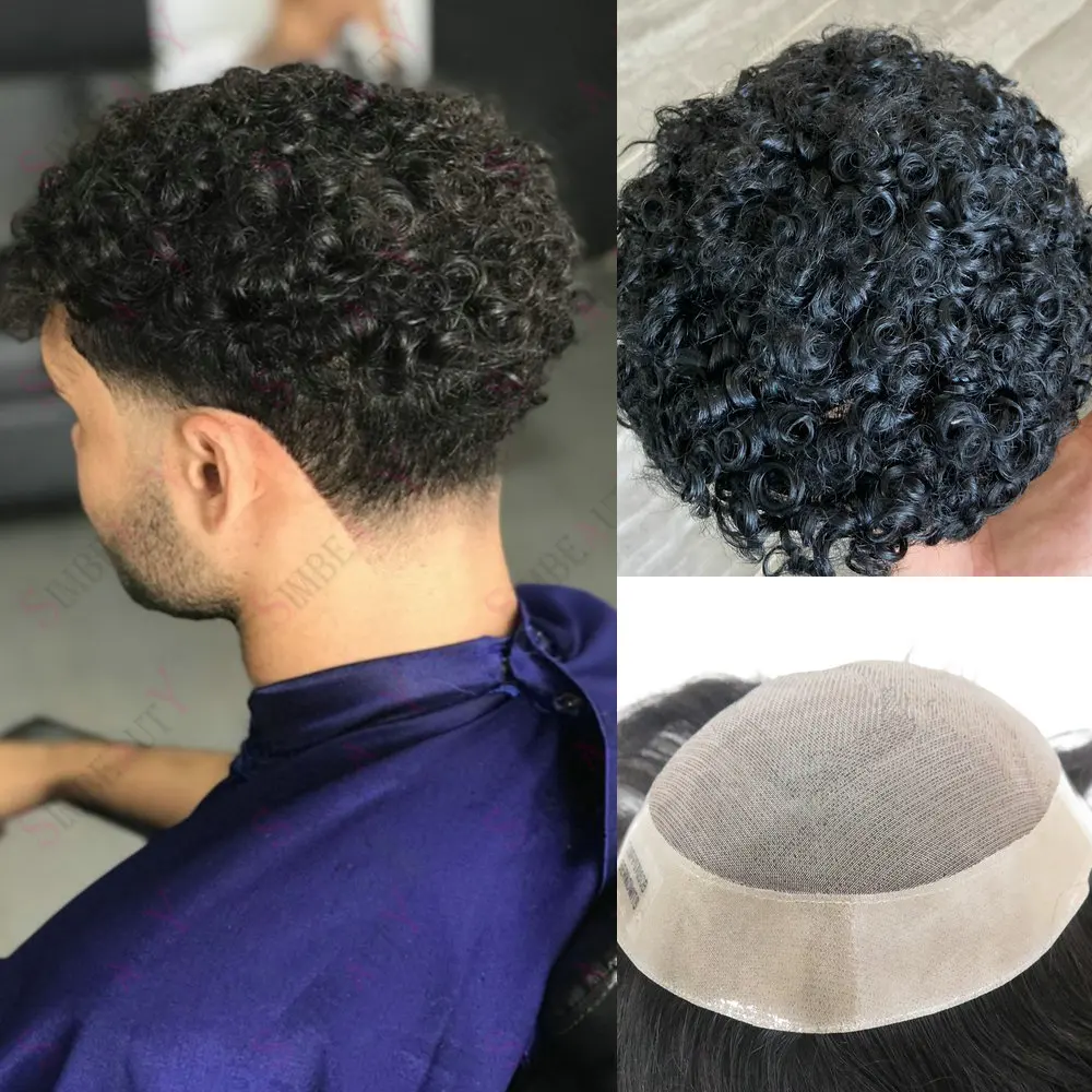 Toupet pour hommes, système de remplacement de cheveux, cheveux doux, perruque de base Mono PU, cheveux humains, prothèse de cheveux masculins durables