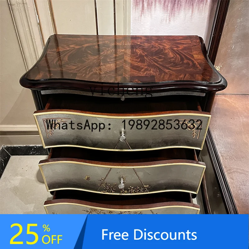 Neoclassical Mahogany Bedside Table English Style Furniture Bedside Cabinet
