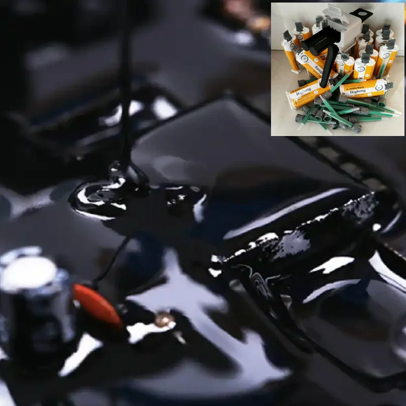 

50 мл эпоксидной смолы, черный клей AB, двухкомпонентный конструкционный клей 1:1, дозатор для клеевого пистолета 50 мл, насадка для смешивания клея 1:1