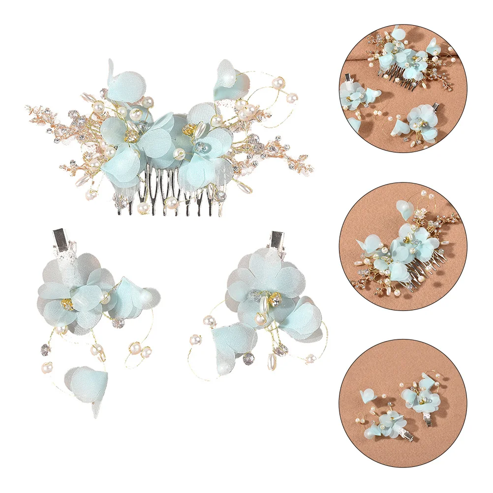 

Hair Accessories for Girls Hairpin Set Decorations Wedding Manual Headpiece Bride Jewelry Pins Blue Child